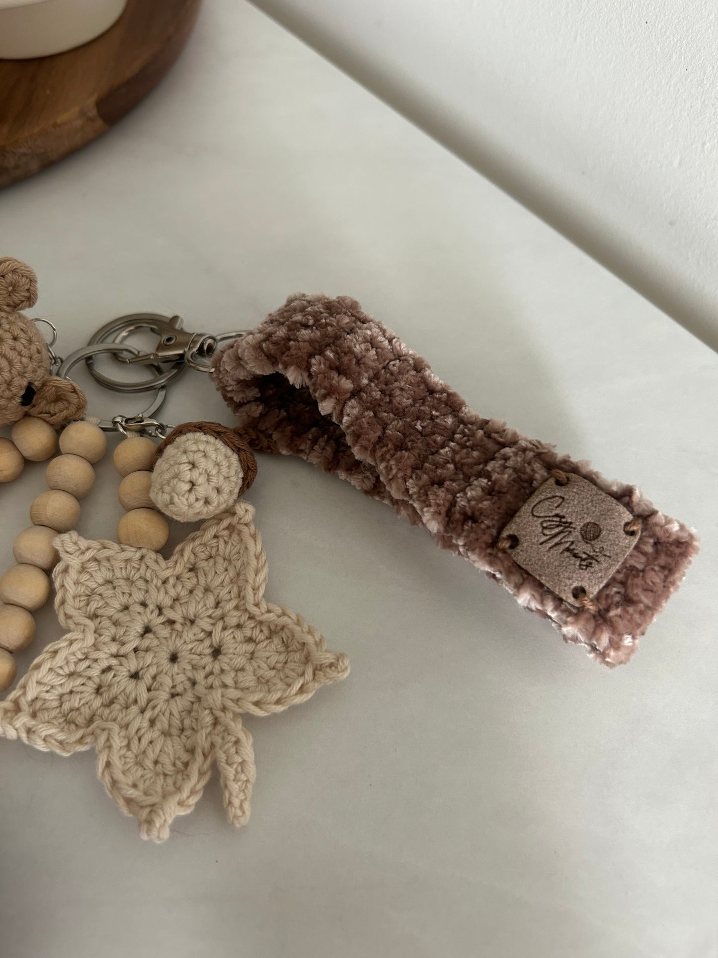Crochet Autumn Fall Keyrings | Neutral Cozy | Wristlet | Seasonal | Mushroom, Mouse, Acorn, Leaves