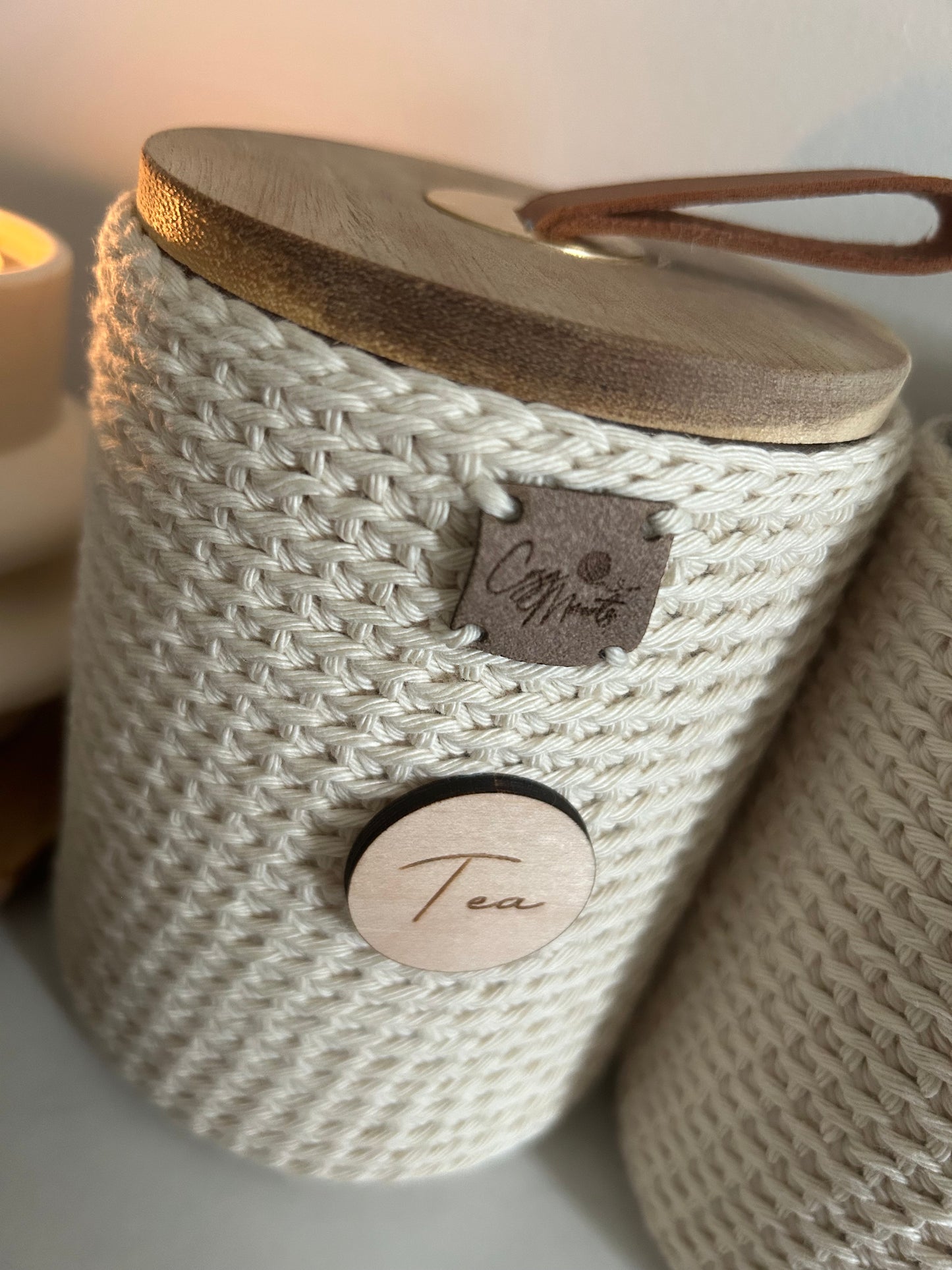 Crochet Tea Coffee Sugar Jars | Kitchen Storage | Boho Farmhouse Aesthetic